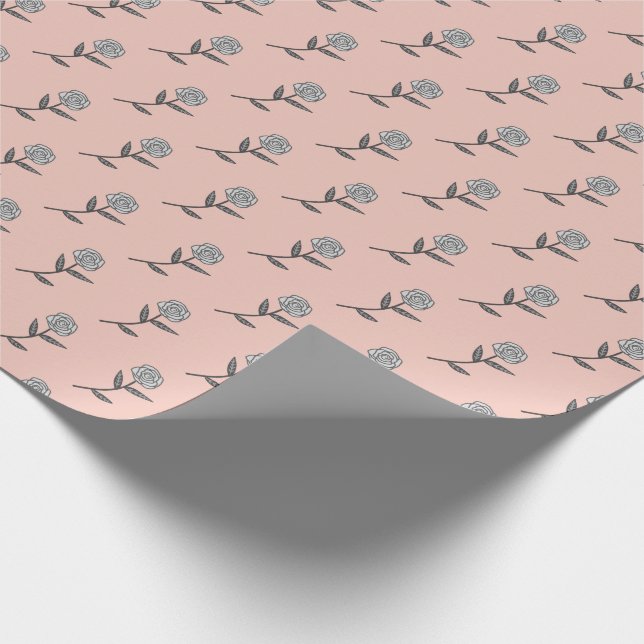 Papier Cadeau Roses rose gris simple Ditsy Floral Holiday Cadeau (Coin)