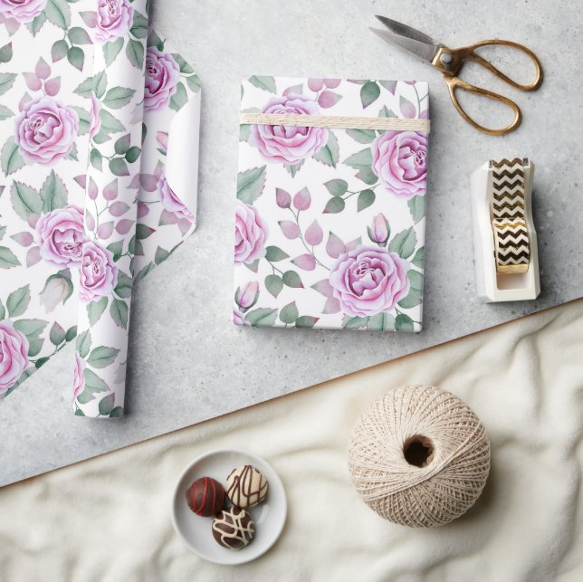 Papier Cadeau Roses roses (Artisanat)