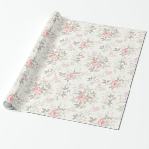 Papier Cadeau Roses roses antiques roses taupe ivoire délabrées