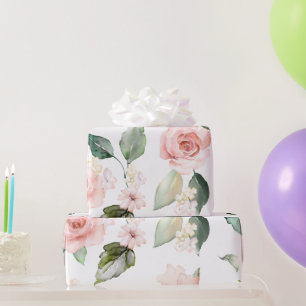 Papier Cadeau Roses roses florales élégantes