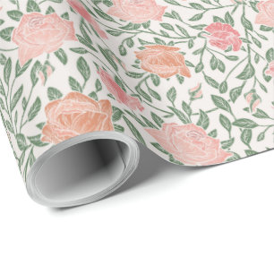 Papier Cadeau Roses roses parfaits vintage rose et pêche