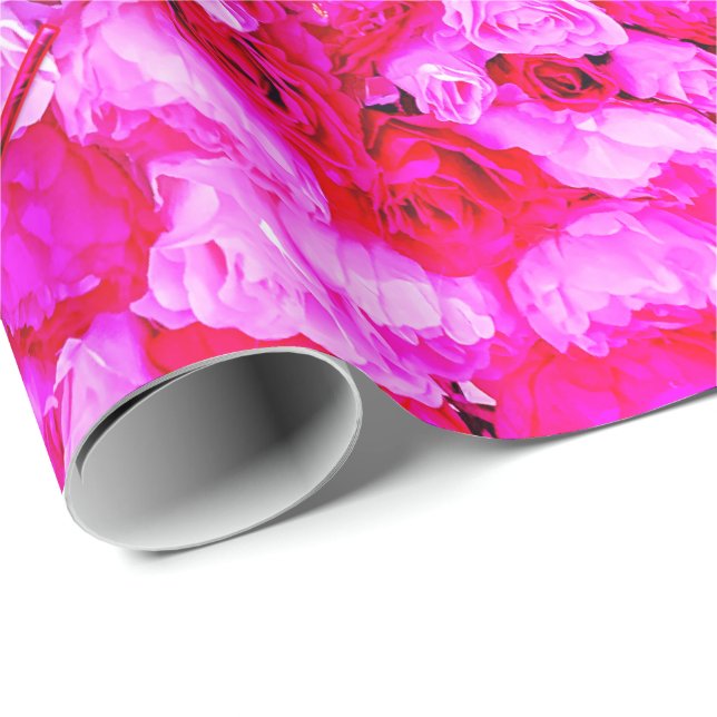 Papier Cadeau Roses roses rose Floral Bonne fête des mères (Coin rond)