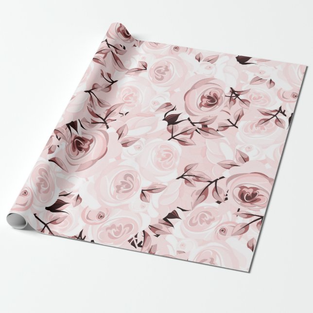 Papier Cadeau Roses roses roses Shabby Chic Glam Élégante fête f (Déroulé)