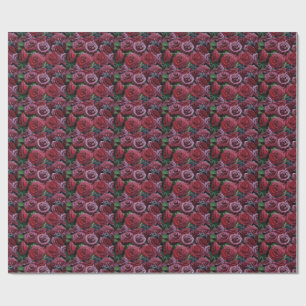 Papier Cadeau Roses Rouge Foncé Froides Sur Une Grave