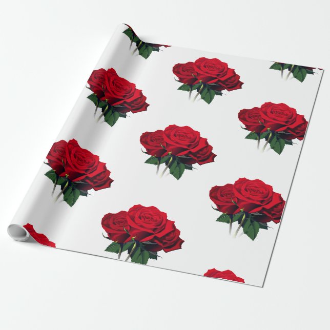 Papier Cadeau Roses rouges (Déroulé)