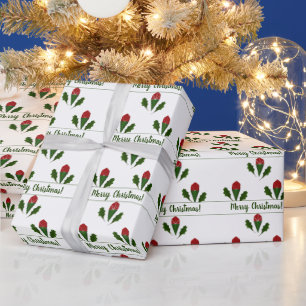 Papier Cadeau Roses rouges Abstraites Jolly, Holiday Holly