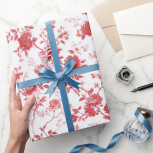 Papier Cadeau Roses Rouges Fleurie Shower de Mariée