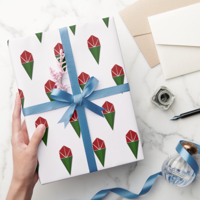 Papier Cadeau Roses rouges, Papier d'enveloppement Motif géométr (Cadeaux)
