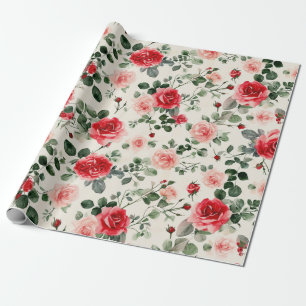 Papier Cadeau Roses rouges roses vintages Fête des mères