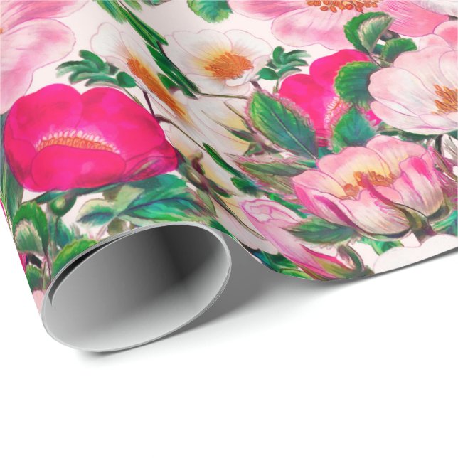 Papier Cadeau Roses sauvages (Coin rond)