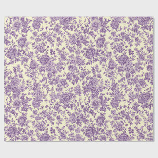 Papier Cadeau Roses Violettes 