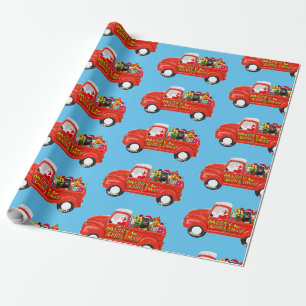 Papier Cadeau Rottweiler Chien de livraison de Noël Camion