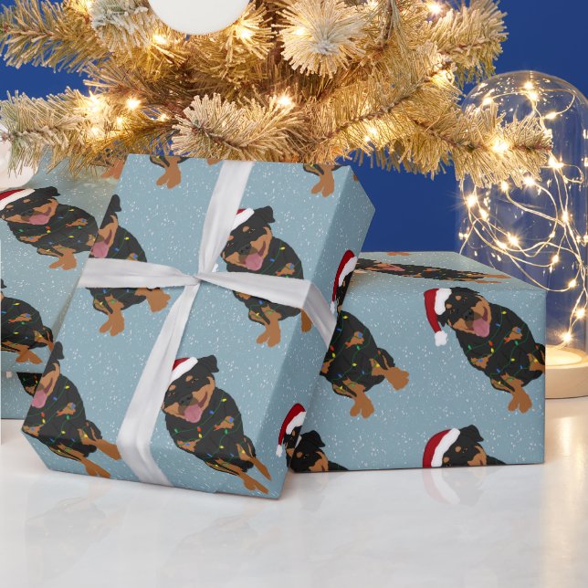 Papier Cadeau Rottweiler de Noël  (Vacances)