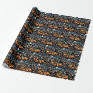 Papier Cadeau Rottweiler Halloween Éffrayant