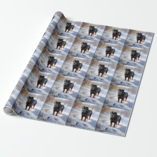 Papier Cadeau Rottweiler Laisser neiger Noël