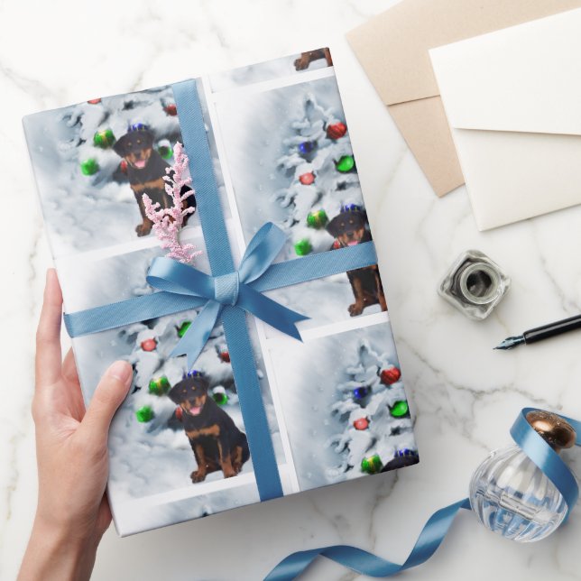 Papier Cadeau Rotweiler Puppy Christmas (Cadeaux)