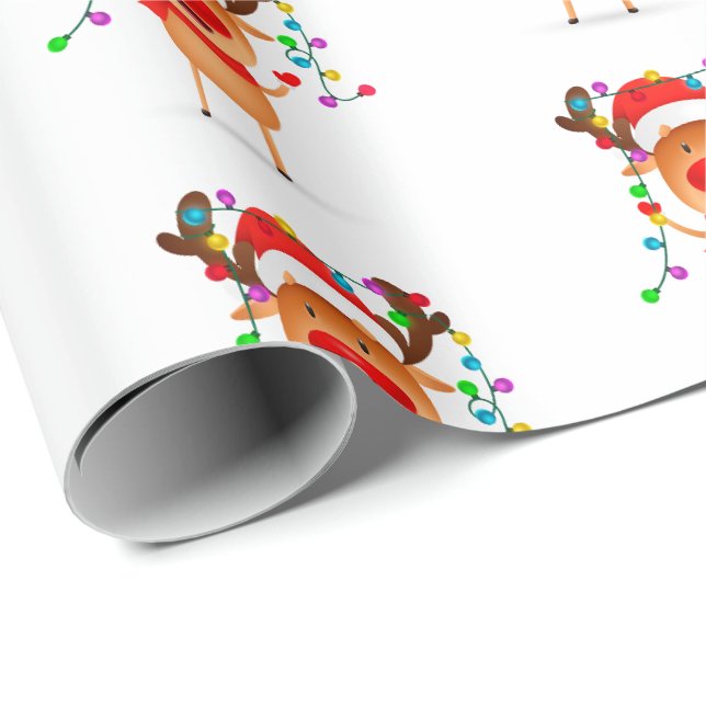Papier Cadeau Roudolphe de papier d'enveloppement de Noël (Coin rond)