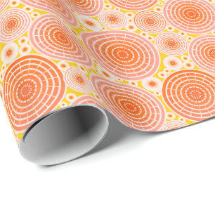 Papier Cadeau Roues imbriquées - orange et or