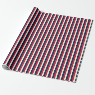 Papier Cadeau Rouge Antique Blanc & Bleu Vintage