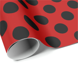 Papier Cadeau Rouge avec le pois noir