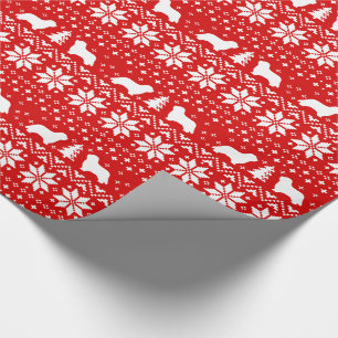 Papier Cadeau Rouge barbu de motif de chandail de Noël de