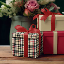 Rouge Beige Noir Blanc Carrés Tartan Plaid Motif