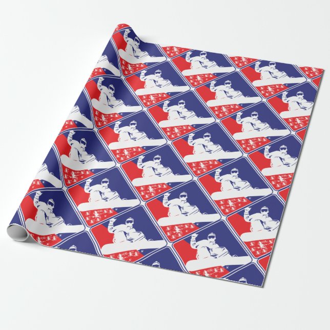 Papier Cadeau Rouge-blanc-bleu-neige-boa (Déroulé)