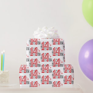 Papier Cadeau Rouge blanc et noir févr. 14ème Word Art