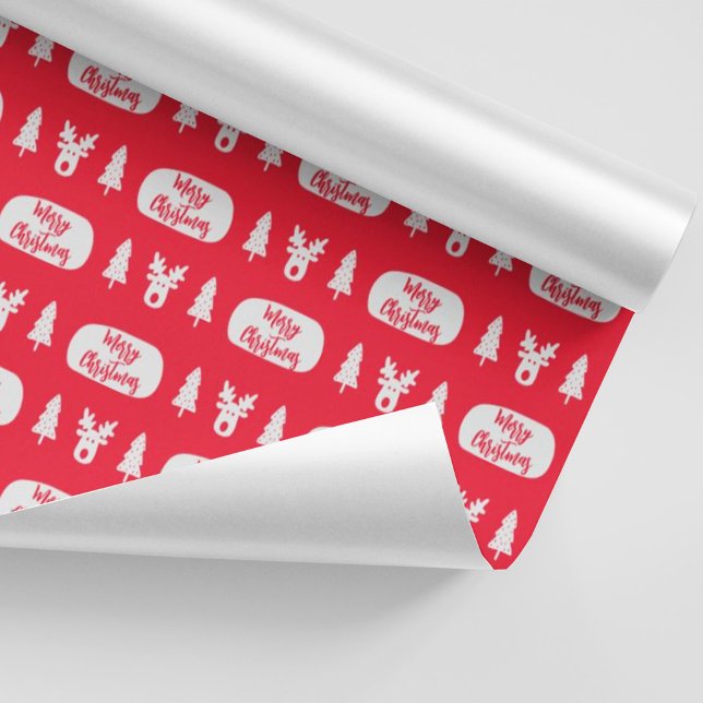 Papier Cadeau Rouge blanc Joyeux papier Motif de Noël (Créateur téléchargé)