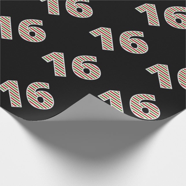 Papier Cadeau Rouge, Blanc, Vert "16" 16e événement le jour de N (Coin)