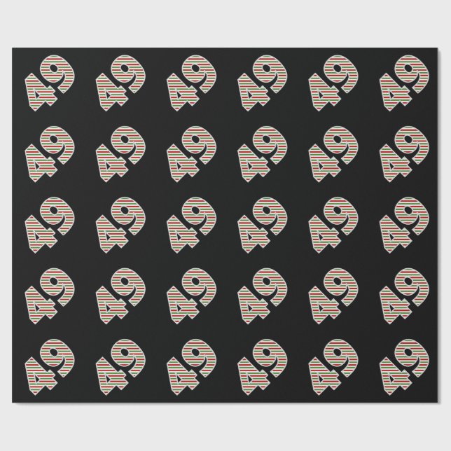 Papier Cadeau Rouge, Blanc, Vert "49" 49e événement le jour de N (Plat)