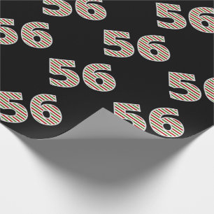 Papier Cadeau Rouge, Blanc, Vert "56" 56e événement le jour de N