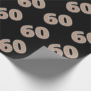 Papier Cadeau Rouge, Blanc, Vert "60" 60e événement le jour de N