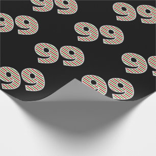 Papier Cadeau Rouge, Blanc, Vert "99" 99e événement le jour de N