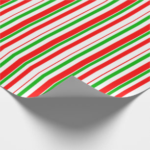 Papier Cadeau Rouge, Blanc, Vert Coloré Lignes Thématiques de No