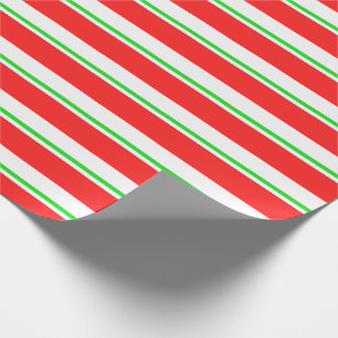 Papier Cadeau Rouge, Blanc, Vert Coloré Lignes Thématiques de No