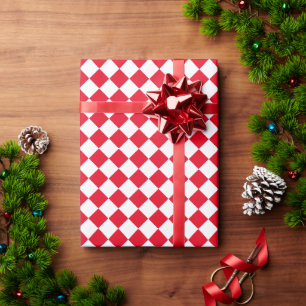 Papier Cadeau Rouge clair / Diamant blanc Motif minimaliste Homm