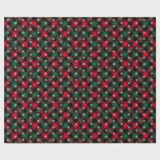 Papier Cadeau Rouge classique et vert Plaid traditionnel Noël