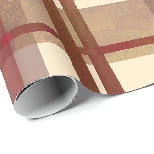 Papier Cadeau Rouge d'automne de plaid de Madras (Coin rond)
