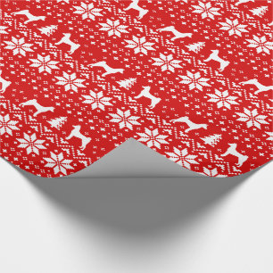 Papier Cadeau Rouge de motif de chandail de Noël de Basenjis