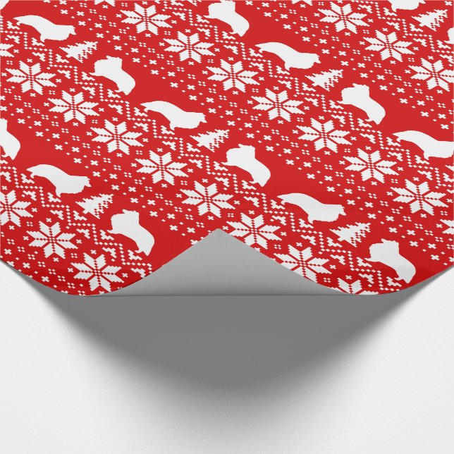 Papier Cadeau Rouge de motif de chandail de Noël de chiens de (Coin)