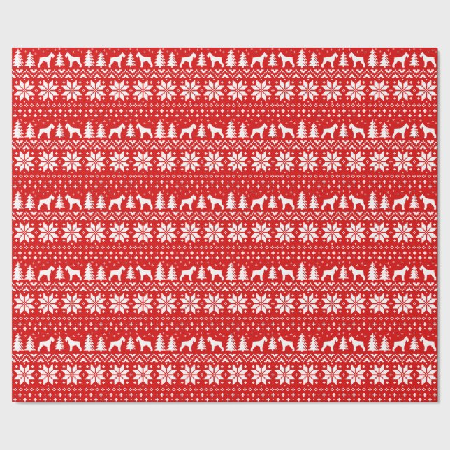 Papier Cadeau Rouge de motif de chandail de Noël de Schnauzers (Couture)