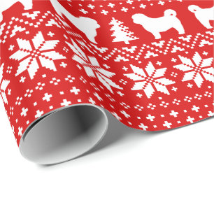 Papier Cadeau Rouge de motif de chandail de Noël de silhouettes