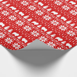 Papier Cadeau Rouge de motif de chandail de Noël de silhouettes