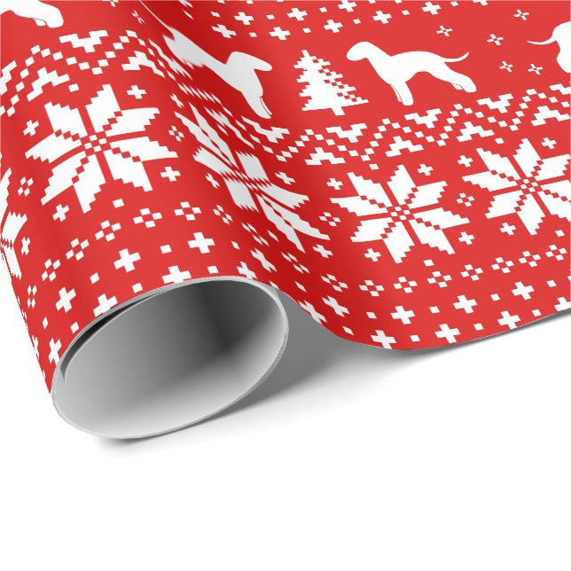 Papier Cadeau Rouge de motif de chandail de Noël de terriers de (Coin rond)