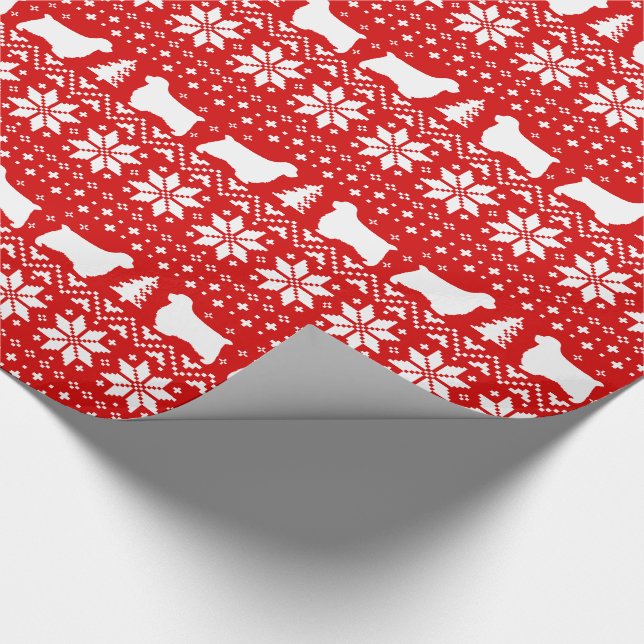 Papier Cadeau Rouge de motif de chandail de Noël d'épagneuls de (Coin)