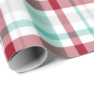 Papier Cadeau Rouge de Noël et vert de menthe À damiers Envelopp