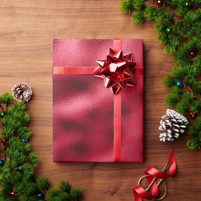 Papier Cadeau Rouge Élégant Satin Moderne Semble Joli (Cadeau de vacances)