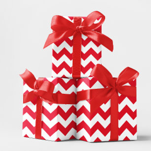Papier Cadeau Rouge et blanc de Noël Chevron