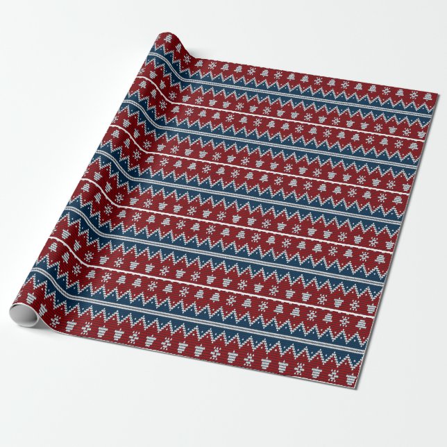 Papier Cadeau rouge et bleu (Déroulé)